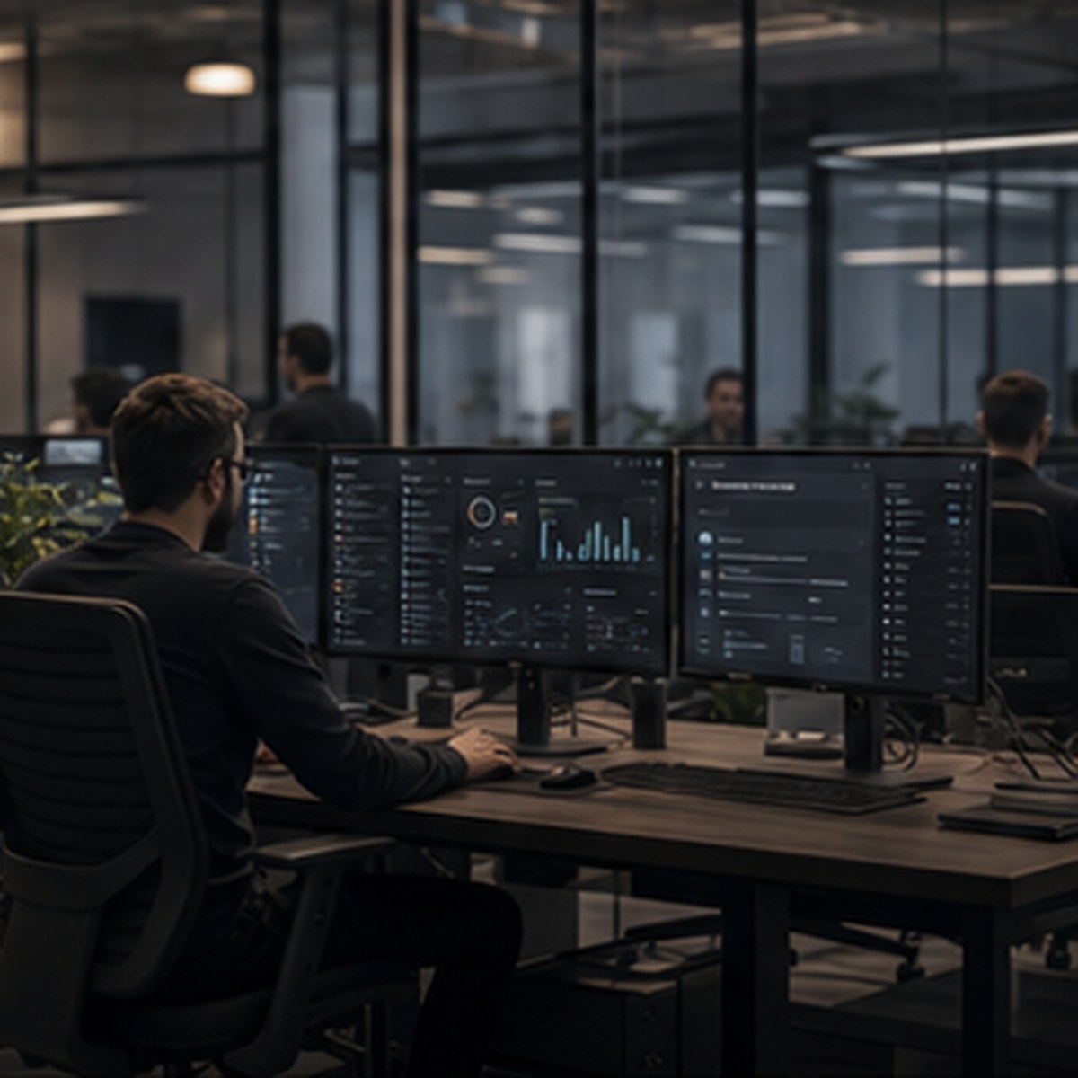 A post-production team collaborating in a suite